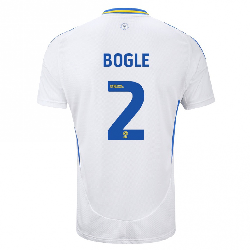 Kinder Fußball Jayden Bogle #2 Weiß Blau Heimtrikot Trikot 2024/25 T-Shirt Luxemburg