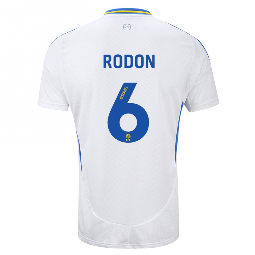 Kinder Fußball Joe Rodon #6 Weiß Blau Heimtrikot Trikot 2024/25 T-Shirt Luxemburg