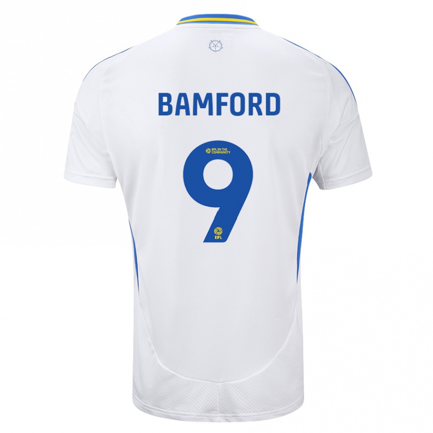 Kinder Fußball Patrick Bamford #9 Weiß Blau Heimtrikot Trikot 2024/25 T-Shirt Luxemburg