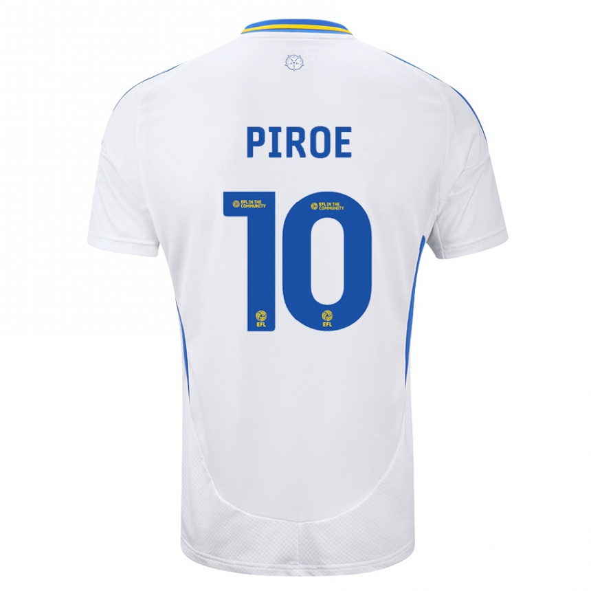 Kinder Fußball Joël Piroe #10 Weiß Blau Heimtrikot Trikot 2024/25 T-Shirt Luxemburg