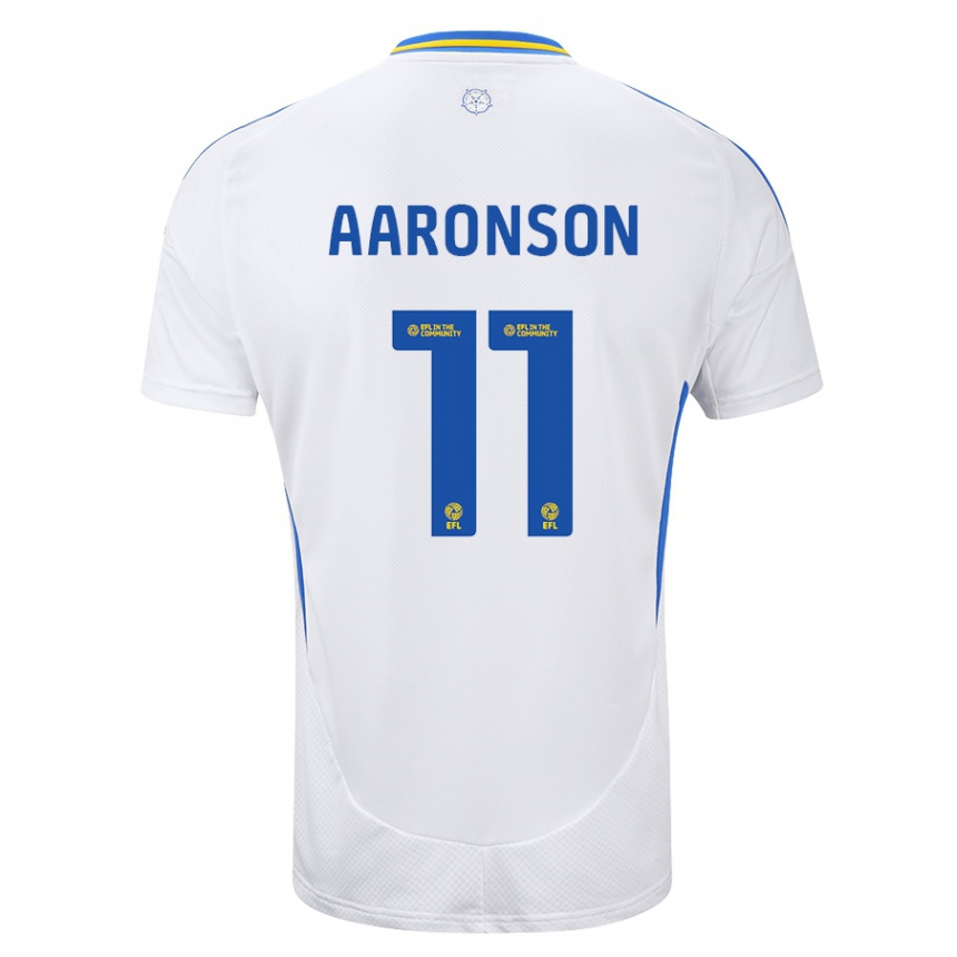 Kinder Fußball Brenden Aaronson #11 Weiß Blau Heimtrikot Trikot 2024/25 T-Shirt Luxemburg