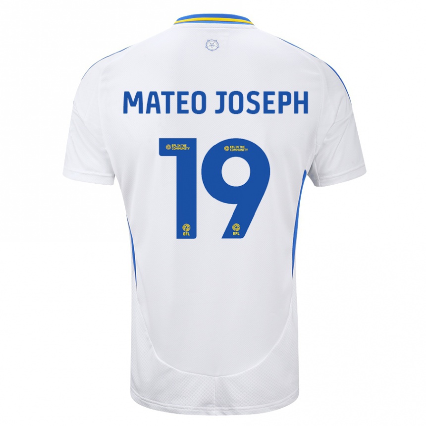 Kinder Fußball Mateo Joseph #19 Weiß Blau Heimtrikot Trikot 2024/25 T-Shirt Luxemburg