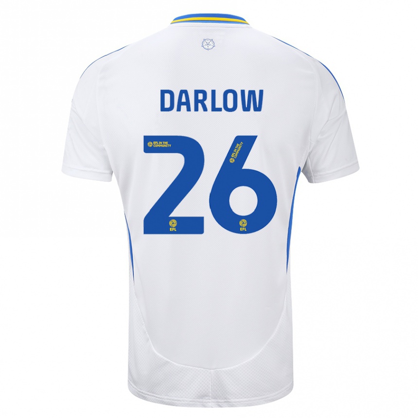 Kinder Fußball Karl Darlow #26 Weiß Blau Heimtrikot Trikot 2024/25 T-Shirt Luxemburg