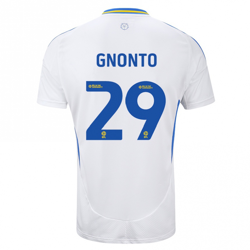 Kinder Fußball Wilfried Gnonto #29 Weiß Blau Heimtrikot Trikot 2024/25 T-Shirt Luxemburg