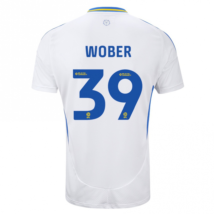 Kinder Fußball Maximilian Wöber #39 Weiß Blau Heimtrikot Trikot 2024/25 T-Shirt Luxemburg