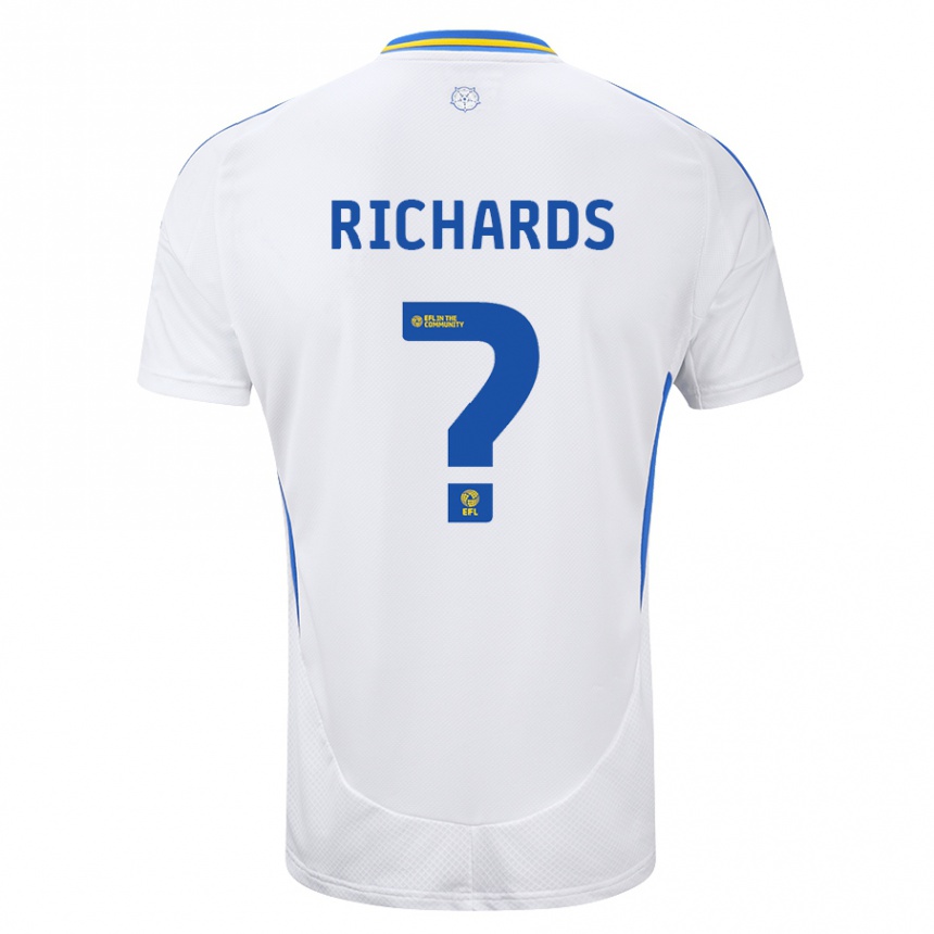 Kinder Fußball Joe Richards #0 Weiß Blau Heimtrikot Trikot 2024/25 T-Shirt Luxemburg