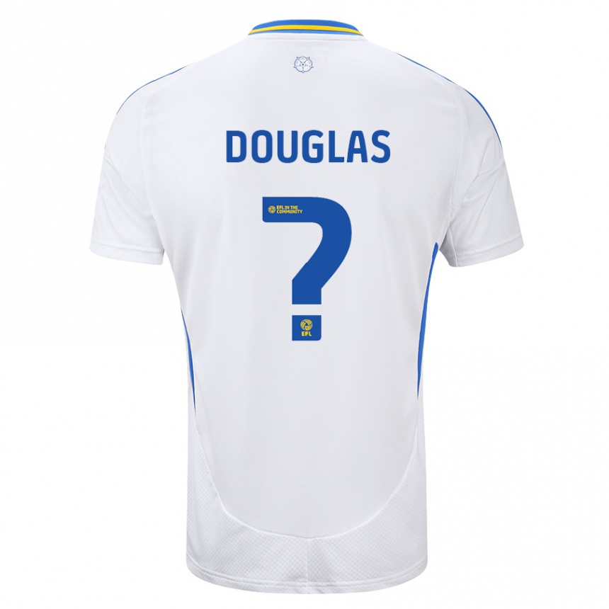 Kinder Fußball Connor Douglas #0 Weiß Blau Heimtrikot Trikot 2024/25 T-Shirt Luxemburg