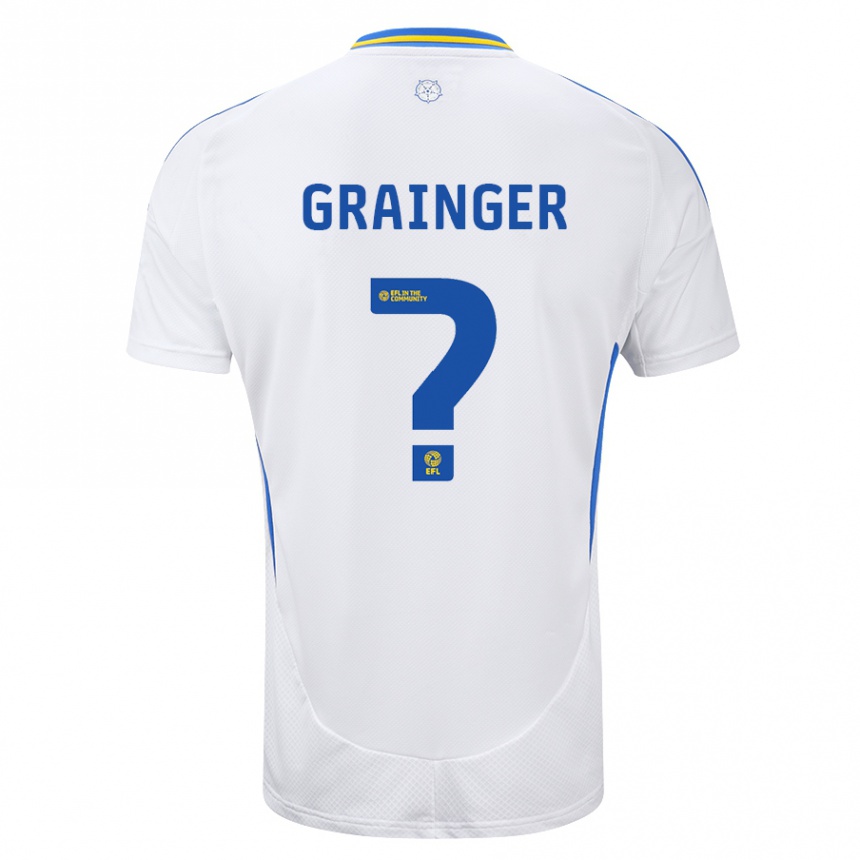 Kinder Fußball Owen Grainger #0 Weiß Blau Heimtrikot Trikot 2024/25 T-Shirt Luxemburg