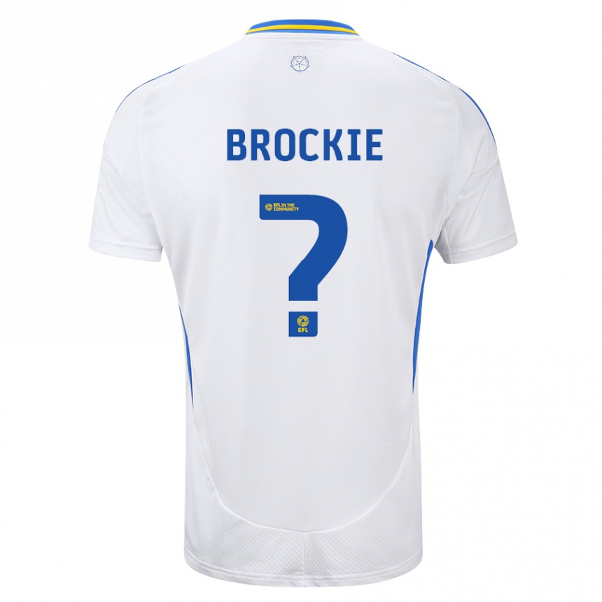 Kinder Fußball Devon Brockie #0 Weiß Blau Heimtrikot Trikot 2024/25 T-Shirt Luxemburg