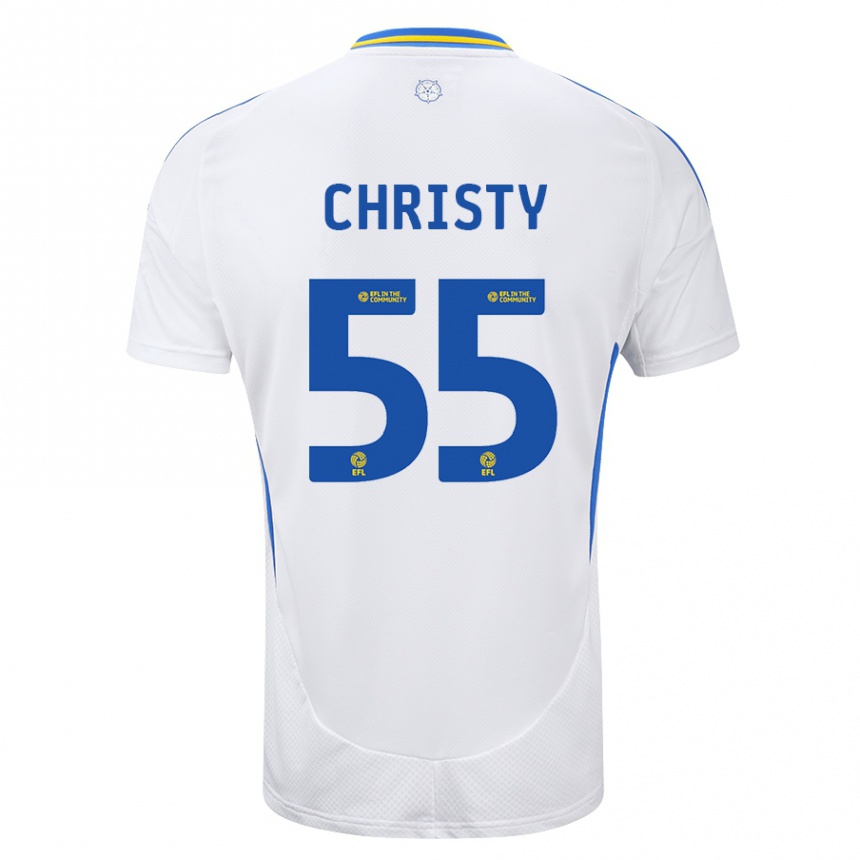 Kinder Fußball Harry Christy #55 Weiß Blau Heimtrikot Trikot 2024/25 T-Shirt Luxemburg