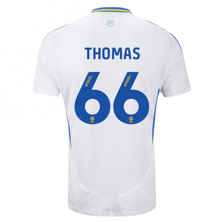 Kinder Fußball Luca Thomas #66 Weiß Blau Heimtrikot Trikot 2024/25 T-Shirt Luxemburg