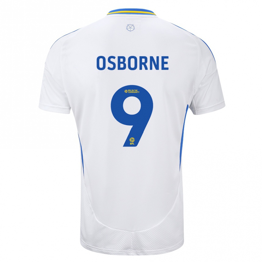 Kinder Fußball Jemimah Osborne #9 Weiß Blau Heimtrikot Trikot 2024/25 T-Shirt Luxemburg