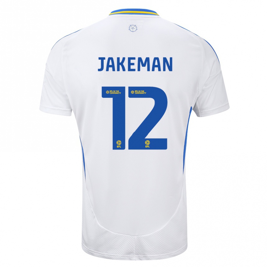 Kinder Fußball Harriet Jakeman #12 Weiß Blau Heimtrikot Trikot 2024/25 T-Shirt Luxemburg