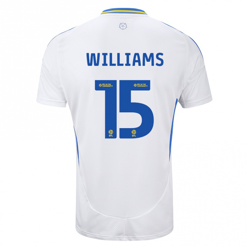 Kinder Fußball Paige Williams #15 Weiß Blau Heimtrikot Trikot 2024/25 T-Shirt Luxemburg