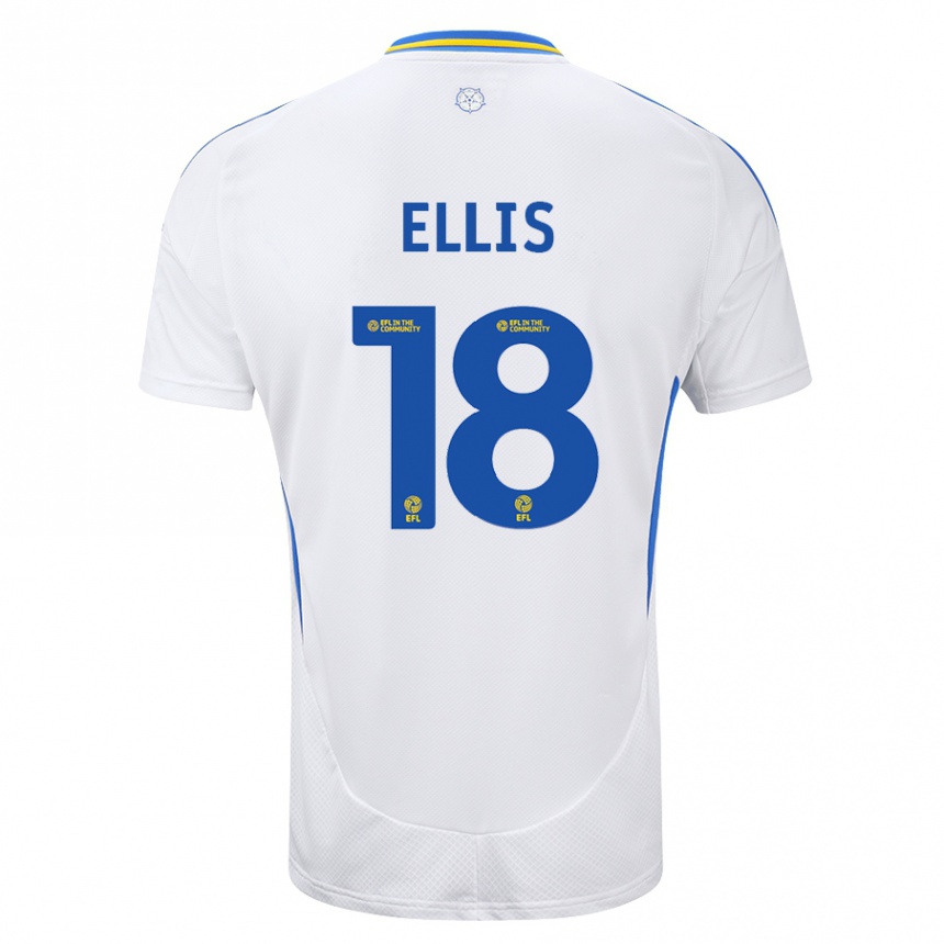 Kinder Fußball Macy Ellis #18 Weiß Blau Heimtrikot Trikot 2024/25 T-Shirt Luxemburg