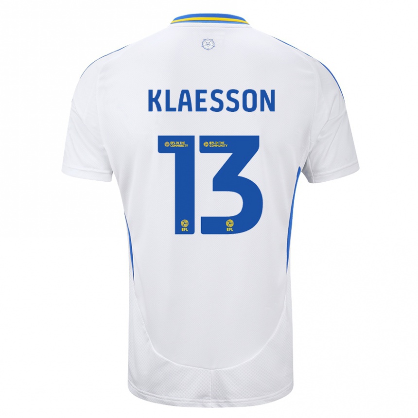 Kinder Fußball Kristoffer Klaesson #13 Weiß Blau Heimtrikot Trikot 2024/25 T-Shirt Luxemburg