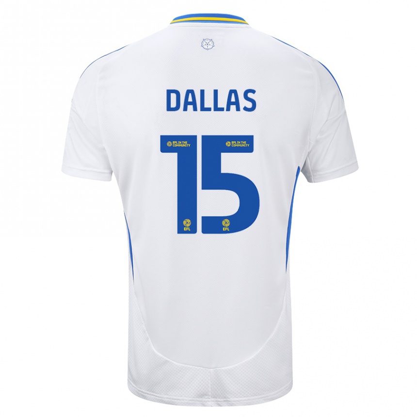 Kinder Fußball Stuart Dallas #15 Weiß Blau Heimtrikot Trikot 2024/25 T-Shirt Luxemburg