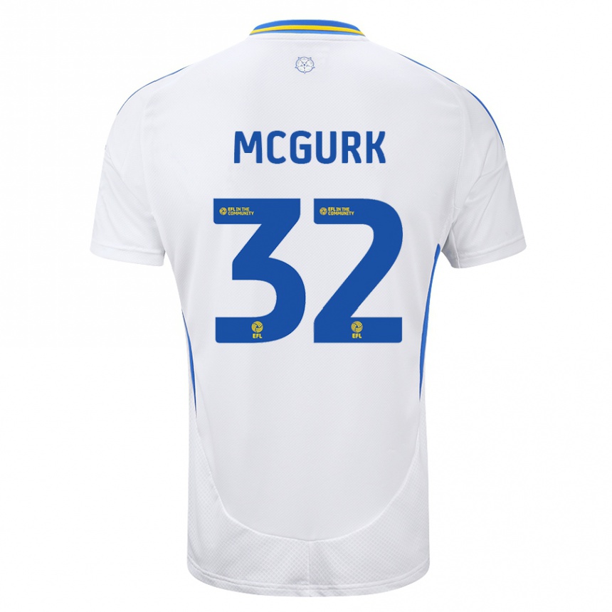 Kinder Fußball Sean Mcgurk #32 Weiß Blau Heimtrikot Trikot 2024/25 T-Shirt Luxemburg