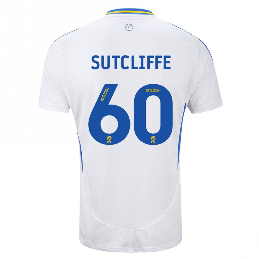 Kinder Fußball Harvey Sutcliffe #60 Weiß Blau Heimtrikot Trikot 2024/25 T-Shirt Luxemburg