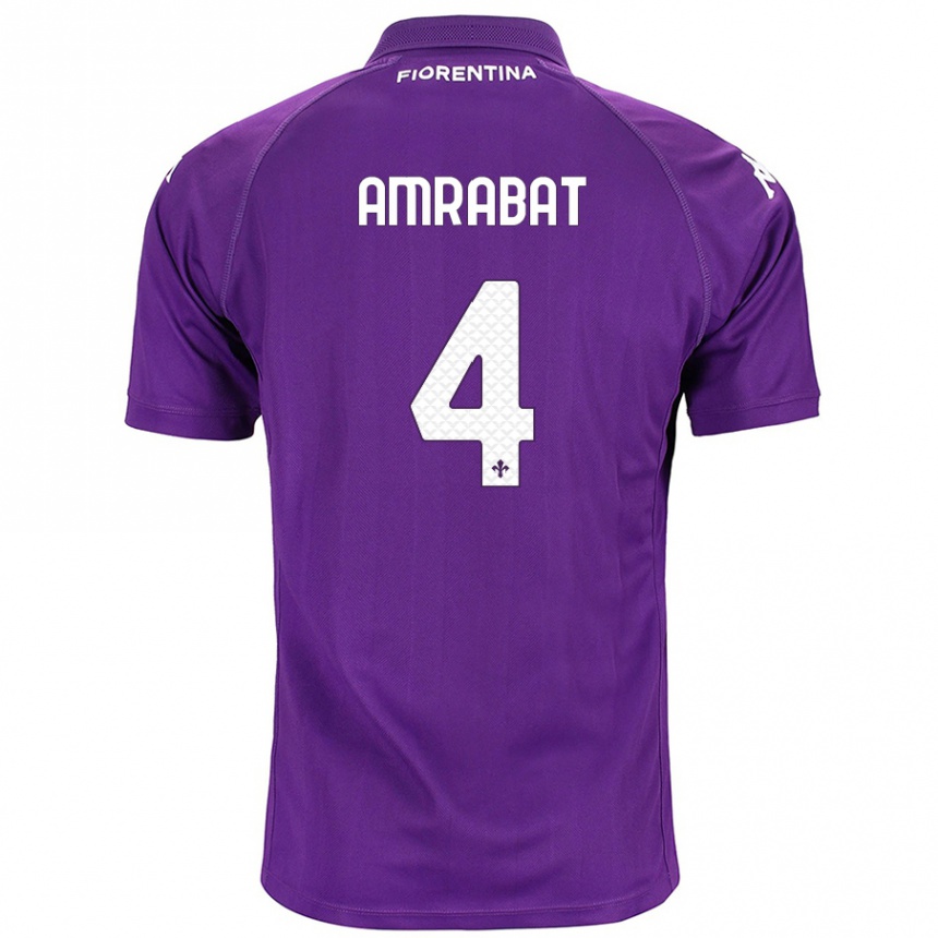 Kinder Fußball Sofyan Amrabat #4 Violett Heimtrikot Trikot 2024/25 T-Shirt Luxemburg