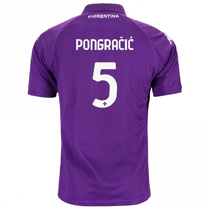 Kinder Fußball Marin Pongračić #5 Violett Heimtrikot Trikot 2024/25 T-Shirt Luxemburg