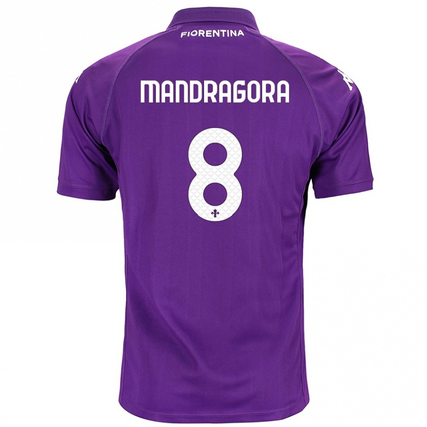 Kinder Fußball Rolando Mandragora #8 Violett Heimtrikot Trikot 2024/25 T-Shirt Luxemburg