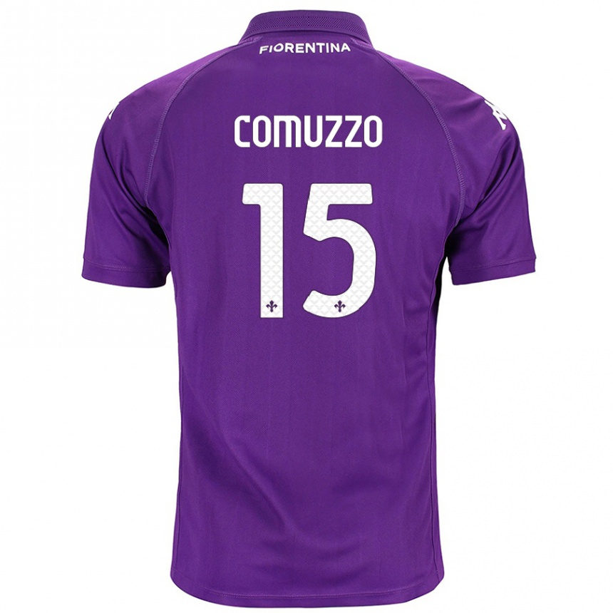 Kinder Fußball Pietro Comuzzo #15 Violett Heimtrikot Trikot 2024/25 T-Shirt Luxemburg