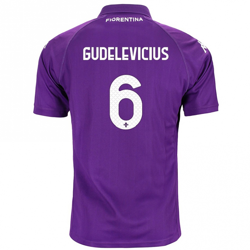 Kinder Fußball Ernestas Gudelevicius #6 Violett Heimtrikot Trikot 2024/25 T-Shirt Luxemburg