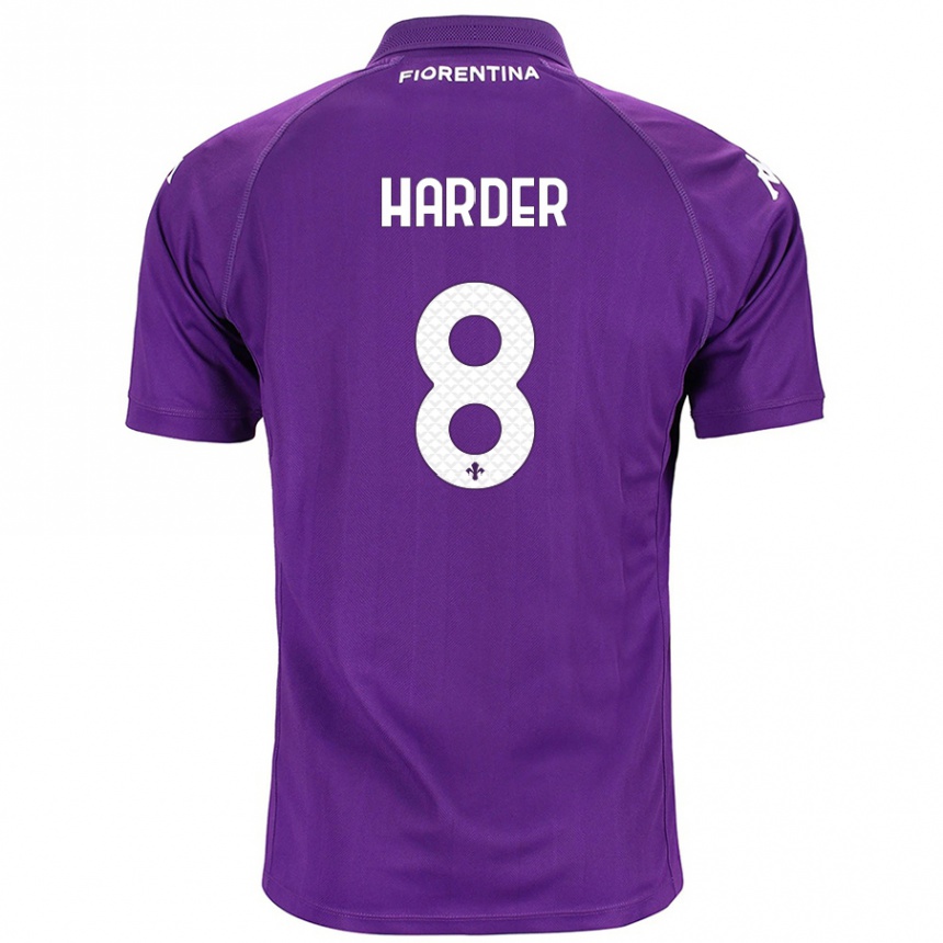 Kinder Fußball Jonas Harder #8 Violett Heimtrikot Trikot 2024/25 T-Shirt Luxemburg