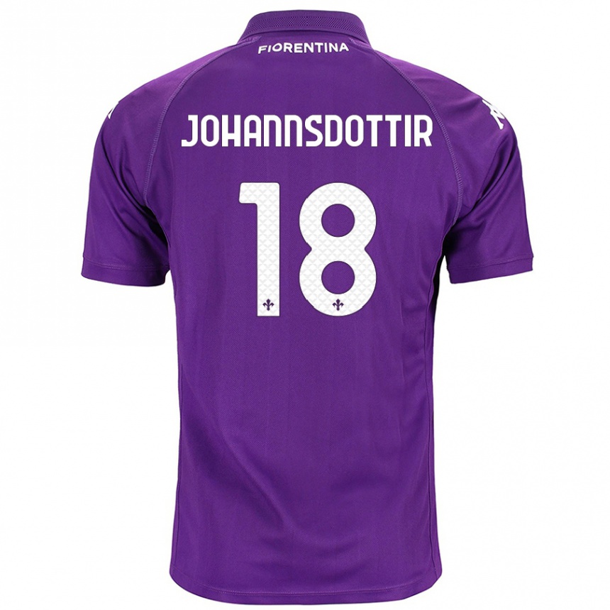 Kinder Fußball Alexandra Jóhannsdóttir #18 Violett Heimtrikot Trikot 2024/25 T-Shirt Luxemburg