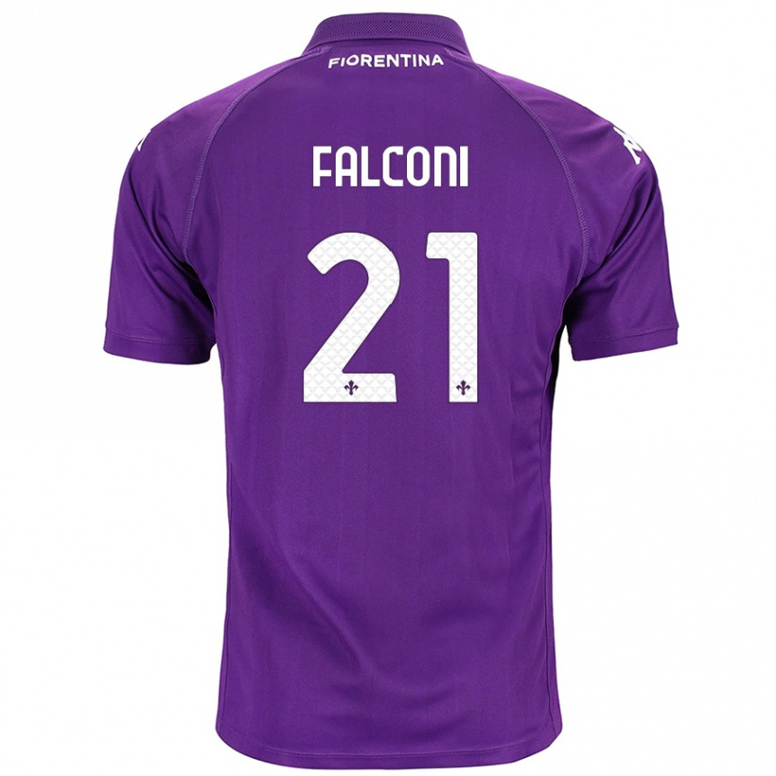 Kinder Fußball Niccolò Falconi #21 Violett Heimtrikot Trikot 2024/25 T-Shirt Luxemburg