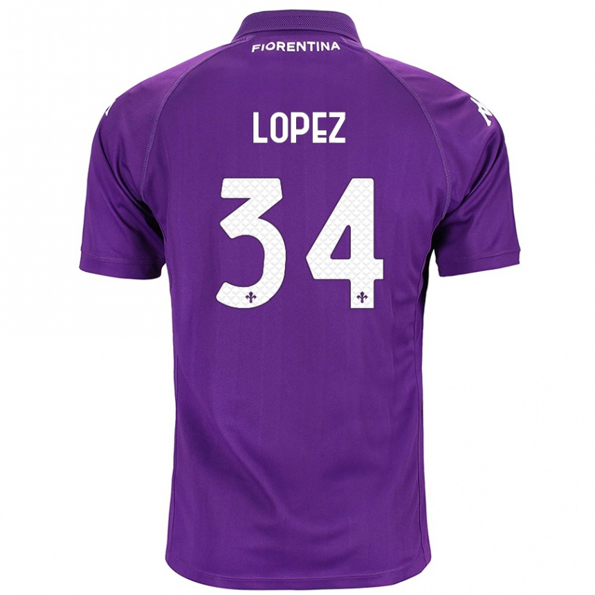 Kinder Fußball Lucas López #34 Violett Heimtrikot Trikot 2024/25 T-Shirt Luxemburg