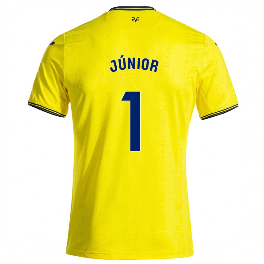 Kinder Fußball Luiz Júnior #1 Gelb Schwarz Heimtrikot Trikot 2024/25 T-Shirt Luxemburg