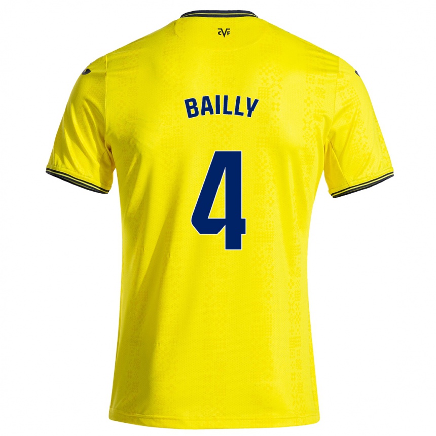 Kinder Fußball Eric Bailly #4 Gelb Schwarz Heimtrikot Trikot 2024/25 T-Shirt Luxemburg