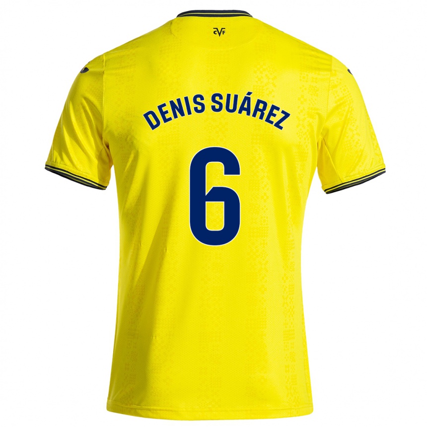 Kinder Fußball Denis Suárez #6 Gelb Schwarz Heimtrikot Trikot 2024/25 T-Shirt Luxemburg