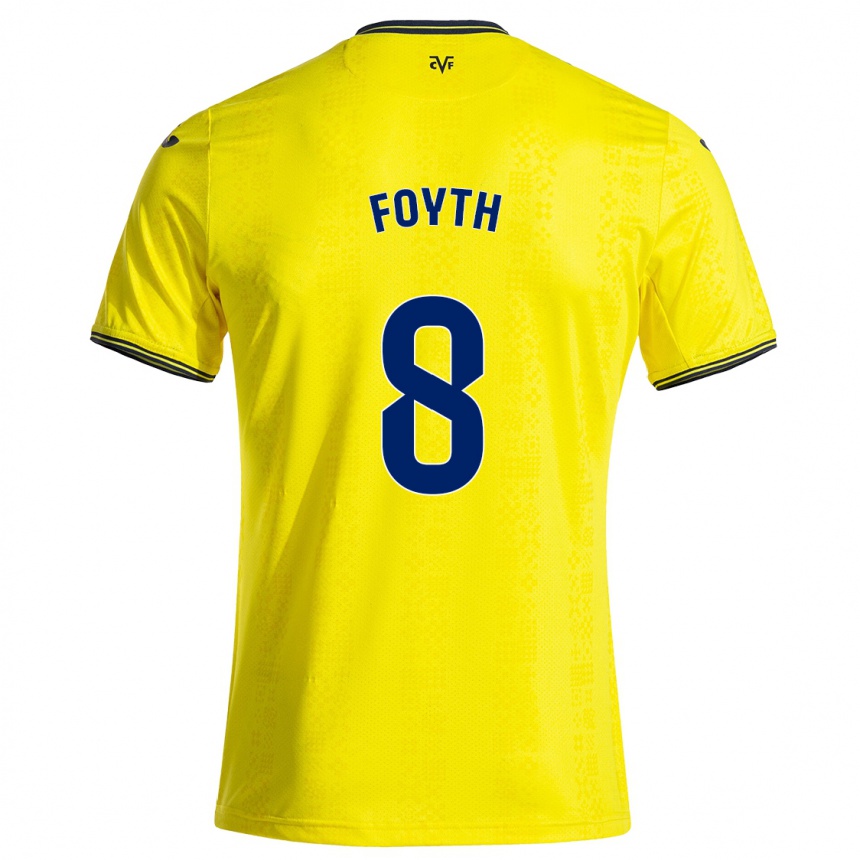 Kinder Fußball Juan Foyth #8 Gelb Schwarz Heimtrikot Trikot 2024/25 T-Shirt Luxemburg