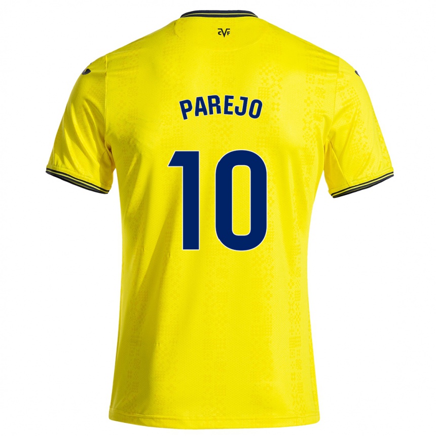 Kinder Fußball Dani Parejo #10 Gelb Schwarz Heimtrikot Trikot 2024/25 T-Shirt Luxemburg