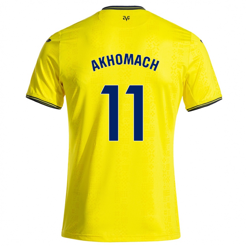 Kinder Fußball Ilias Akhomach #11 Gelb Schwarz Heimtrikot Trikot 2024/25 T-Shirt Luxemburg