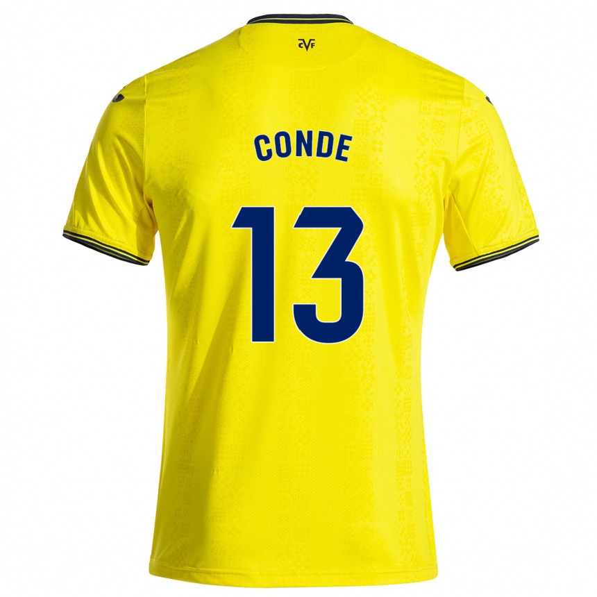 Kinder Fußball Diego Conde #13 Gelb Schwarz Heimtrikot Trikot 2024/25 T-Shirt Luxemburg