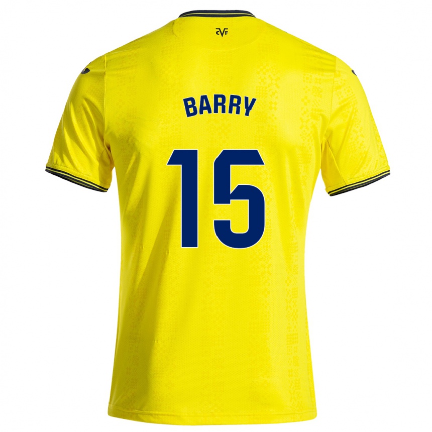 Kinder Fußball Thierno Barry #15 Gelb Schwarz Heimtrikot Trikot 2024/25 T-Shirt Luxemburg