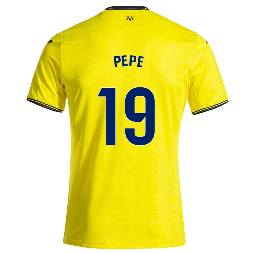 Kinder Fußball Nicolas Pepe #19 Gelb Schwarz Heimtrikot Trikot 2024/25 T-Shirt Luxemburg