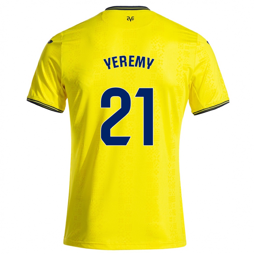 Kinder Fußball Yéremy Pino #21 Gelb Schwarz Heimtrikot Trikot 2024/25 T-Shirt Luxemburg