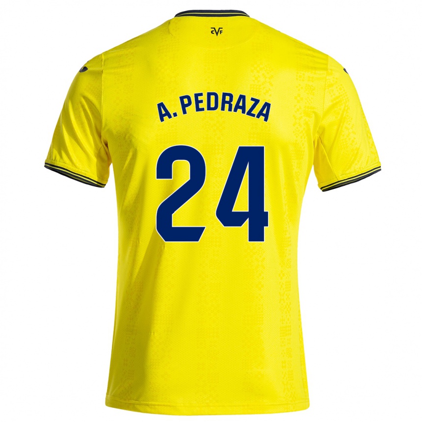 Kinder Fußball Alfonso Pedraza #24 Gelb Schwarz Heimtrikot Trikot 2024/25 T-Shirt Luxemburg