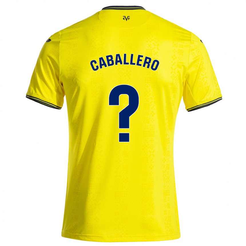 Kinder Fußball Jesús Caballero #0 Gelb Schwarz Heimtrikot Trikot 2024/25 T-Shirt Luxemburg