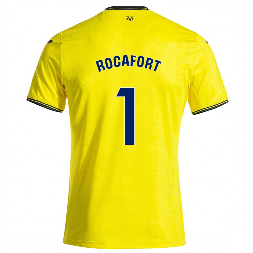 Kinder Fußball Rodrigo Rocafort #1 Gelb Schwarz Heimtrikot Trikot 2024/25 T-Shirt Luxemburg