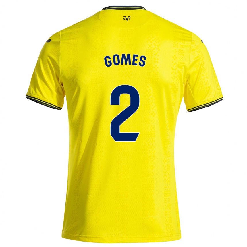 Kinder Fußball Vique Gomes #2 Gelb Schwarz Heimtrikot Trikot 2024/25 T-Shirt Luxemburg