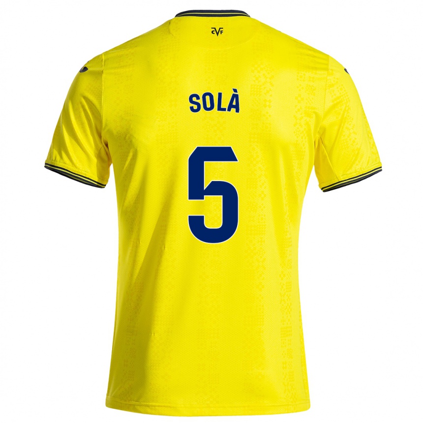 Kinder Fußball Arnau Solà #5 Gelb Schwarz Heimtrikot Trikot 2024/25 T-Shirt Luxemburg