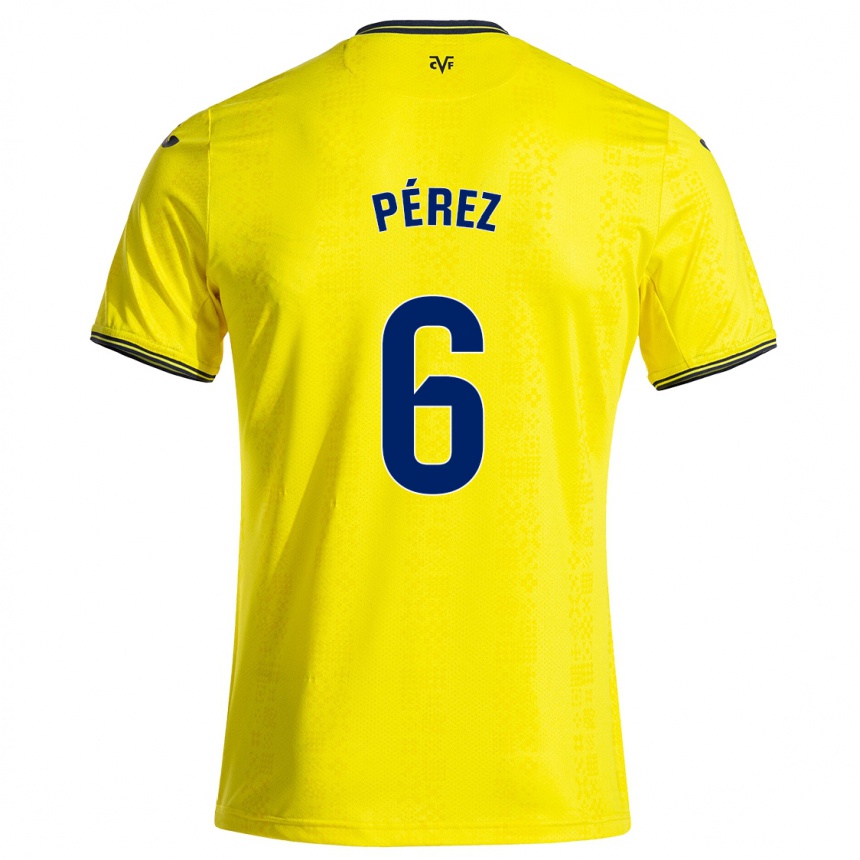 Kinder Fußball Hugo Pérez #6 Gelb Schwarz Heimtrikot Trikot 2024/25 T-Shirt Luxemburg