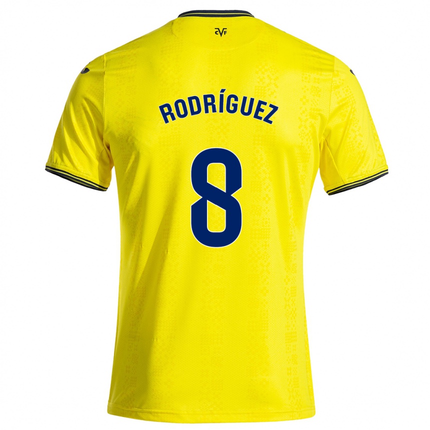 Kinder Fußball Unai Rodríguez #8 Gelb Schwarz Heimtrikot Trikot 2024/25 T-Shirt Luxemburg