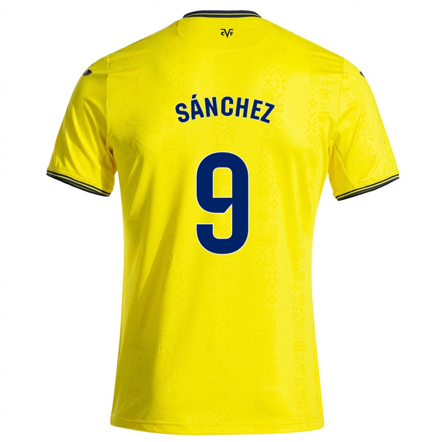 Kinder Fußball Edu Sánchez #9 Gelb Schwarz Heimtrikot Trikot 2024/25 T-Shirt Luxemburg